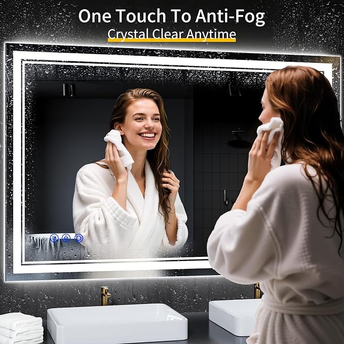 48"x32" LED Bathroom Mirror with Lights,Anti-Fog,3 Color Modes