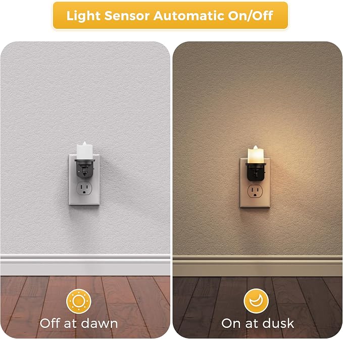L LOHAS LED Candle Night Light, Dimmable Night Lights Plug into Wall, 2Pack | Dusk to Dawn Sensor, 0-100LM Flameless Candle Nightlight, Soft White, Vintage Decorative Nightlights for Hallway Bathroom