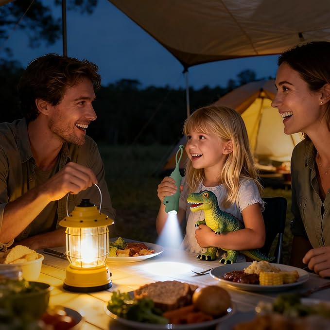 Silicone Dinosaur Flashlight, Rechargeable Hanging Night Light for Camping, Night Walks and Home Use, Animal Themed Themed Portable Torch