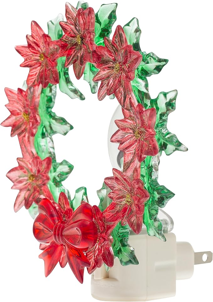 Creative Hobbies Holiday Wreath Night Light - Includes Rotational Socket with On/Off Switch