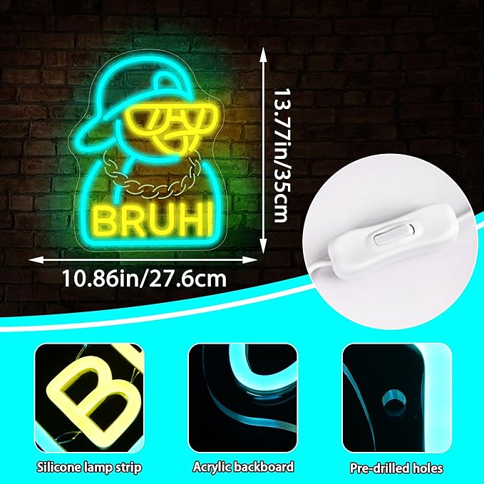 Hiphop Penguin Neon Sign for Wall Decor Dimmiable Funny Penguin Neon Light for Man Cave Birthday Gifts for Brother Men Cool Sign for Music Room Party Office Bedroom Garage Size13.7 * 10.8In(WZCP219)