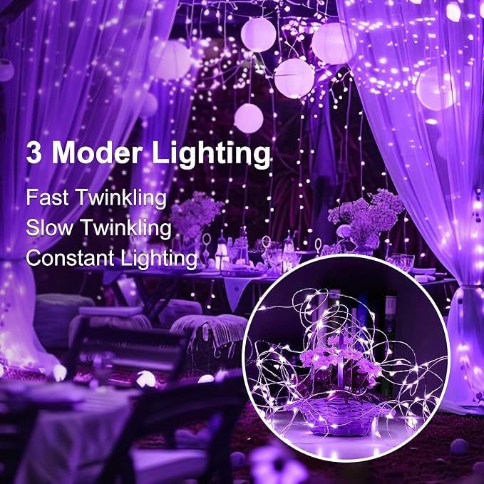 8 Pack Fairy Lights Battery Operated, 7ft 20 LED 3 Modes Speed Twinkle Mini String Lights Waterproof Silver Wire Firefly Starry Lights for Mason Jars Wedding Party Christmas Decorations