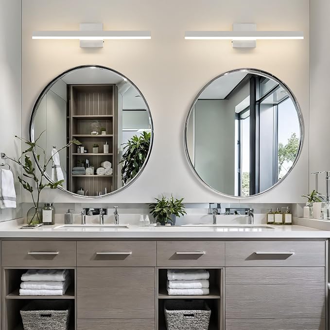 Nickel Bathroom Vanity Light Fixture 23.6'' 20W Dimmable 5CCT LED Hardwired | Bathroom Light Fixture Over Mirror, Bathroom Wall Sconce, Rust-resistant, ETL Certificated, 2700K/3000K/3500K/4000K/5000K