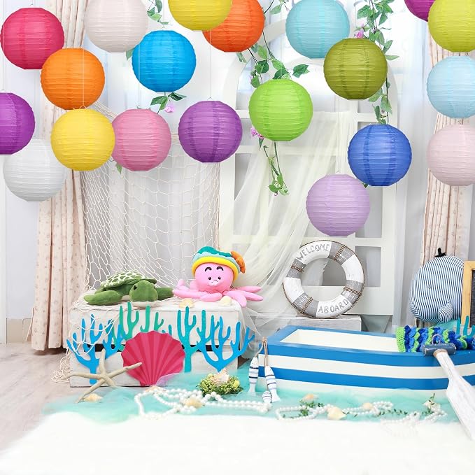 LIHAO 20PCS Multi-Color Paper Lanterns, 6 Inch | Decorative Hanging Chinese Japanese Lanterns Lamps for Home Decor, Parties and Weddings