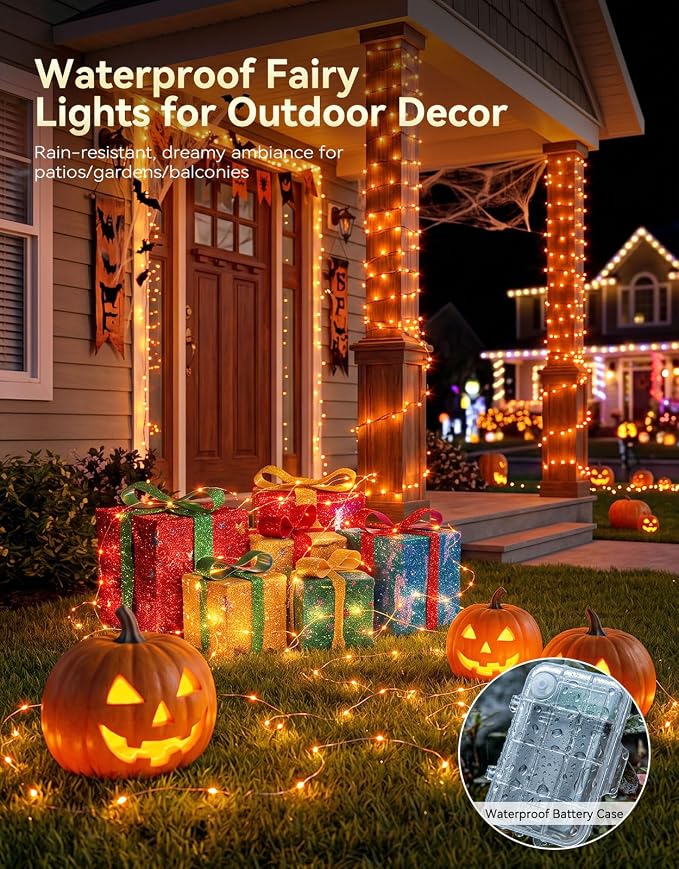 LitHome 2Pack 34 Colors Changing Fairy Lights Battery Operated with Remote | Each 20FT 60 LED Halloween Fairy Lights Battery Operated, Waterproof RGB Twinkle Light for Christmas Indoor Outdoor Decor