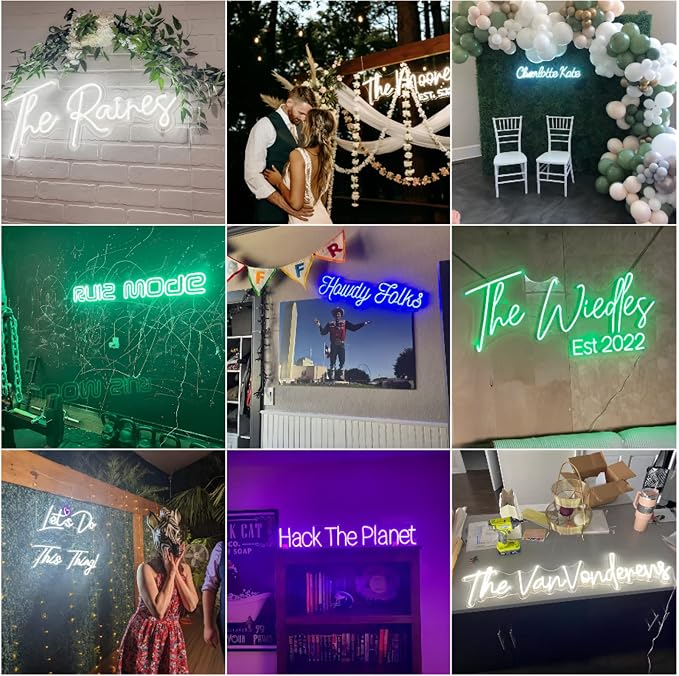 Custom Neon Signs,Personalized Dimmable LED Neon Signs for Family Birthday Bar Wedding Party Night Light&Company Logo or Business Sign,Birthday Gift Neon Light(Optional 18" to 60"Length)