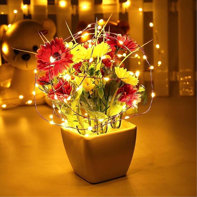 Joomer LED Fairy Lights Battery Operated, 4 Pack Each 16FT 50 LED Cuttable Starry Lights with Timer for Bedroom, Parties, Wedding Christmas Indoor Decor (Warm White)