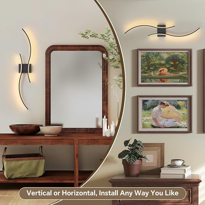 Battery Operated Wall Sconces Set of 2, Dimmable Modern LED Rechargeable Wall Light with Remote Control, Wall Decor for Living Room, Hallway, Quick Install, No Electrician Required