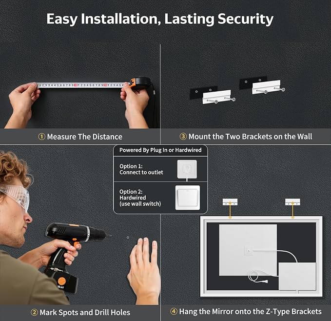 60"x30" LED Bathroom Mirror with Lights, Backlit+Frontlit, Anti-Fog | CRI 95, Stepless Dimmable, 3 Colors Lighting, Shatterproof Tempered Glass, HD Reflection, Memory, (Horizontal/Vertical)