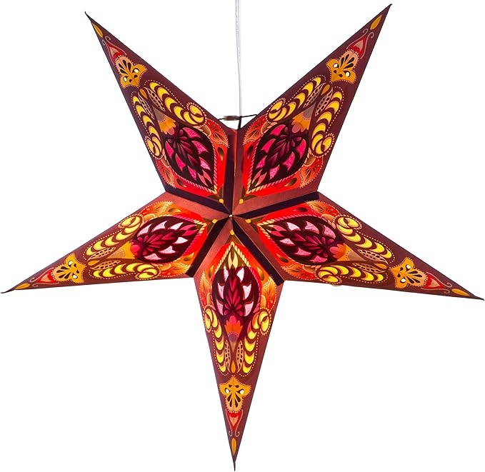 Ganasha Purple Paper Star Lantern with 12 Foot Power Cord Included