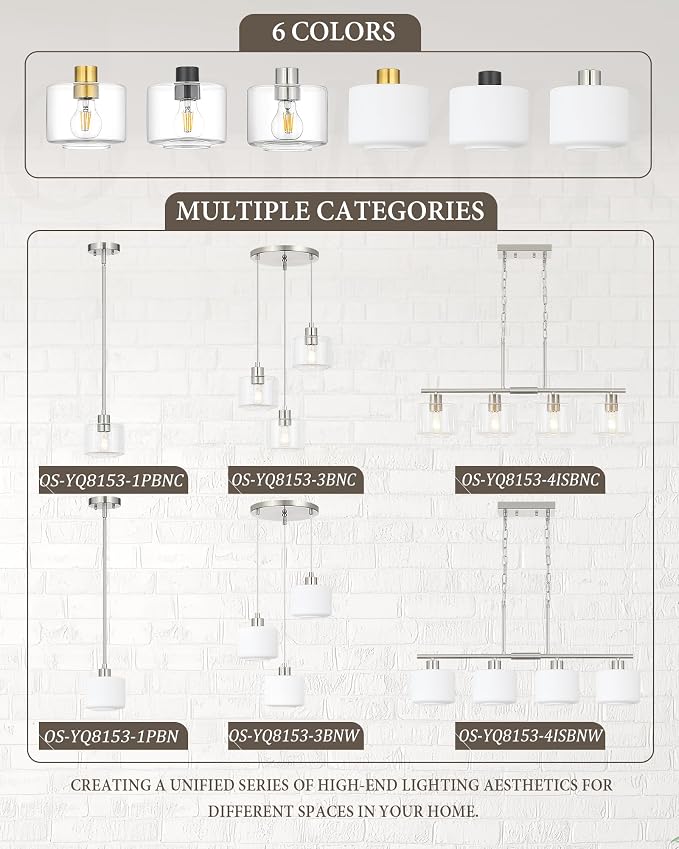 4-Light Brushed Nickel Kitchen Island Lighting, Modern Linear Dining Room Chandelier Light Fixtures with Milk Glass and Chain, Mid Century Hanging Lights for Kitchen Island, OS-YQ8153-4ISBNW