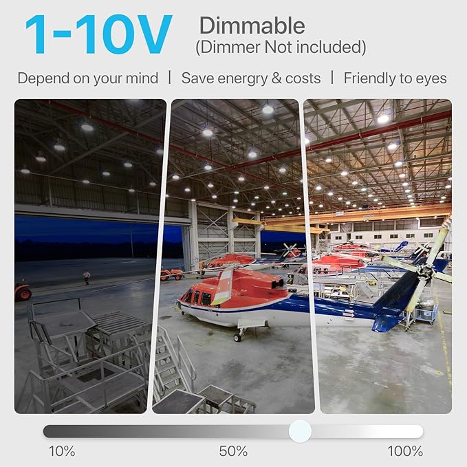 HYPERLITE LED High Bay Light 150W 21,750lm 5000K 1-10V Dimmable UL Listed US Hook 5' Cable Alternative to 650W MH/HPS for Gym Factory Warehouse 10-Pack