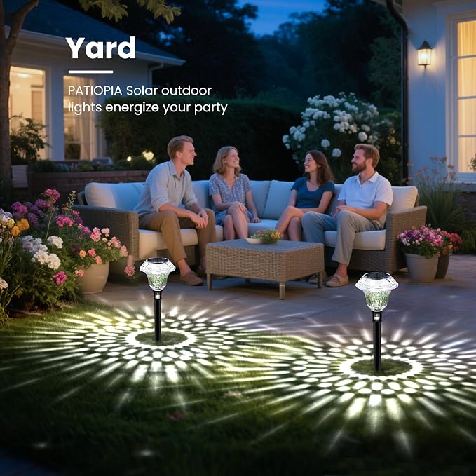Solar Pathway Lights, Acrylic Garden Lights Outdoor Decor 8 Pack | Solar Lights Outdoor Waterproof IP65, Landscape Lighting, Garden Decorations for Walkway, Driveway, Yard, Lawn (Cold White)