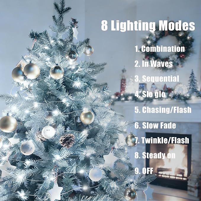 2 Pack Fairy Lights Battery Operated - 16.4ft 50 LED White | Starry Fairy Lights , 8 Modes Waterproof with Timer for Indoor Outdoor Bedroom Party Holiday Christmas Decor, Copper Wire