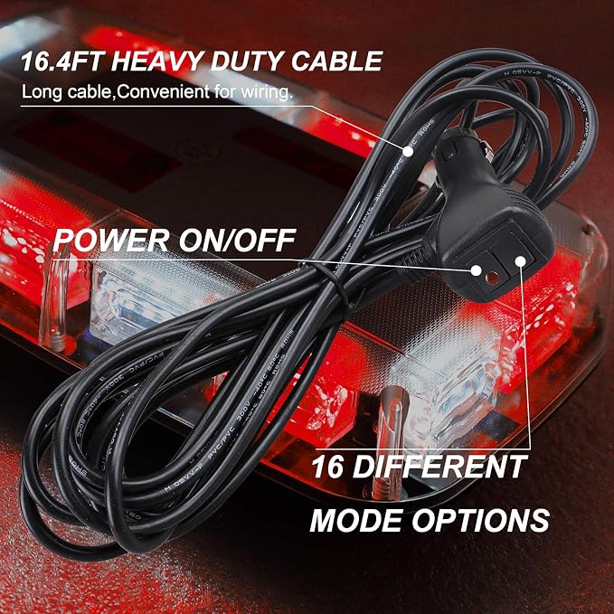 ASPL 48LED Roof Top Strobe Lights, High Visibility Emergency Safety Warning LED Mini Strobe Light bar with Magnetic Base for 12-24V Snow Plow, Trucks, Construction Vehicles (Red/White)