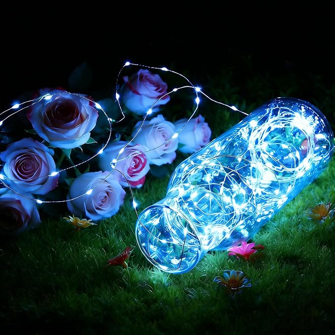 2 Pack Fairy Lights Battery Operated - 16.4ft 50 LED Blue | Starry Fairy Lights , 8 Modes Waterproof with Timer for Indoor Outdoor Bedroom Party Holiday Christmas Decor, Copper Wire
