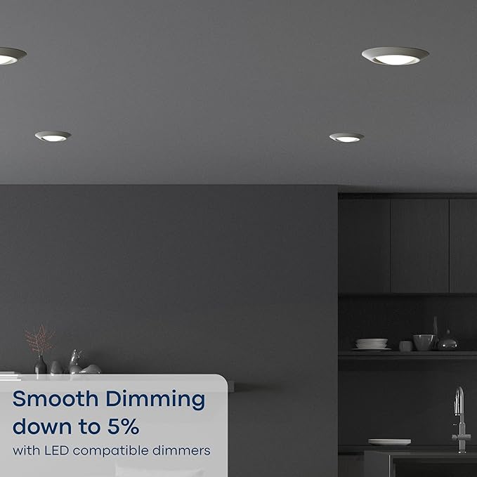 Sea Gull Lighting 14550S-15 Generation Lighting Traverse Lyte Round 6 in. 3000K, Canless Integrated LED Recessed Light, 925 Lumens, 90 CRI, T24 Complaint, Wet Rated in White Finish (4 Pack)