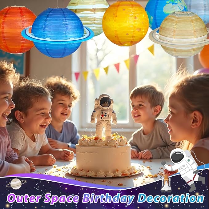 8pcs Planet Paper Lanterns, 12 Inch Outer Space Party Decorations | Solar System Hanging Planets Lantern, for Kids, Space Theme Party, Birthday Room Decorations