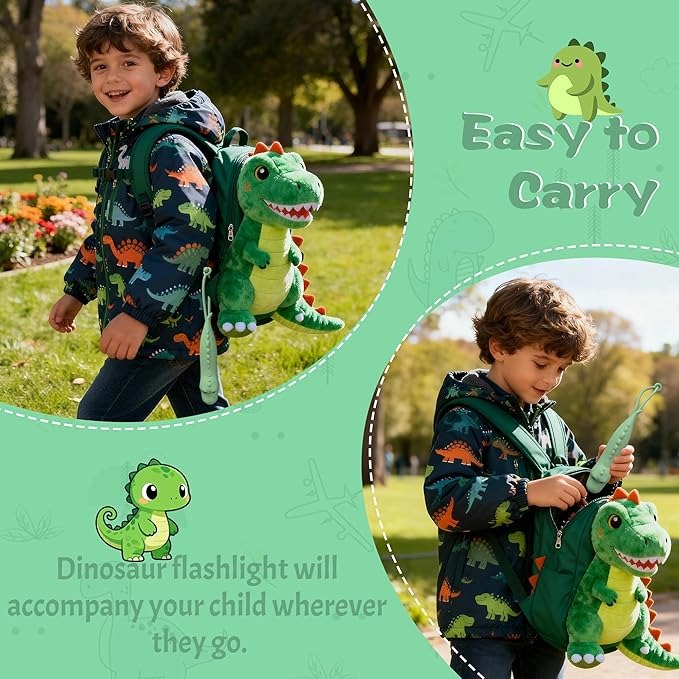 Silicone Dinosaur Flashlight, Rechargeable Hanging Night Light for Camping, Night Walks and Home Use, Animal Themed Themed Portable Torch