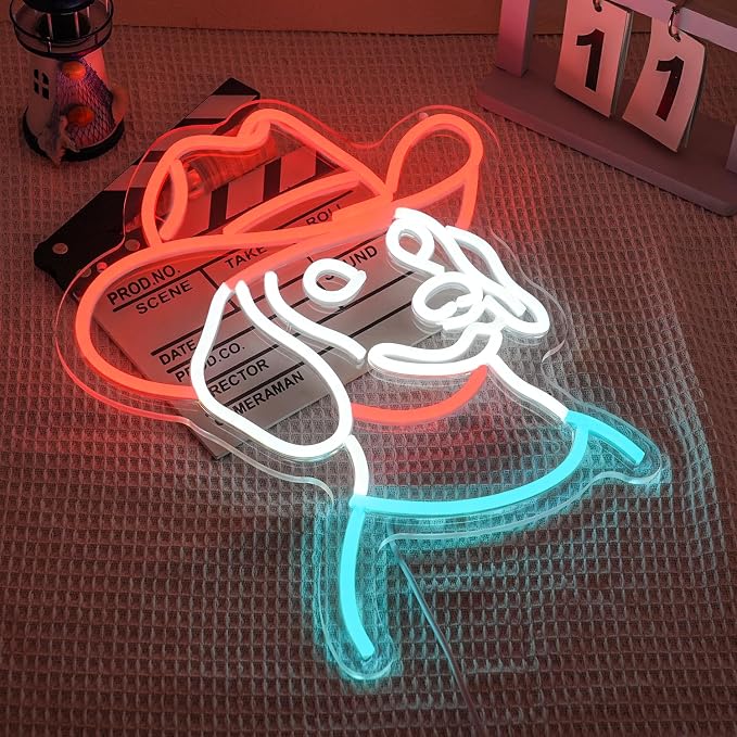 Cowboy Dachshund Neon Sign for Wall Decor Wiener Dog Neon Light Animal Led Signs Colorful Neon Light Up Sign for Bedroom Pet Shop Zoo Mall Decoration