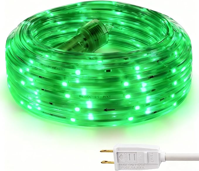Green Rope Lights, 16.4ft Waterproof LED Strip Light, Indoor Outdoor flexibe Decorative Lighting for Home Christmas Holiday Garden Patio Party