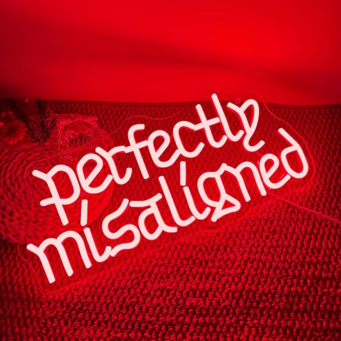Dracey Perfectly Misaligned Neon Sign, Dimmable Gothic Neon Decor LED Horror Sign Wall Art Decor Couples Led Light for Anniversary Gothic Room Art Decor Gifts(15,7 * 7in)
