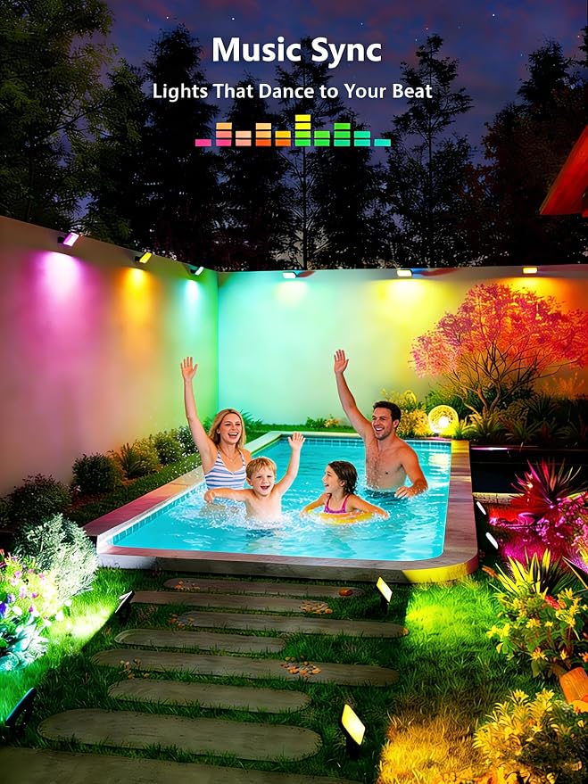 BrizLabs Orange Purple Halloween Outdoor Flood Lights 4 Pack Color Changing | App/Voice Controlled; RGBCW; WiFi Smart Landscape Lighting; LED Floodlights for Fall Autumn Xmas Garden Yard Lawn Pathway