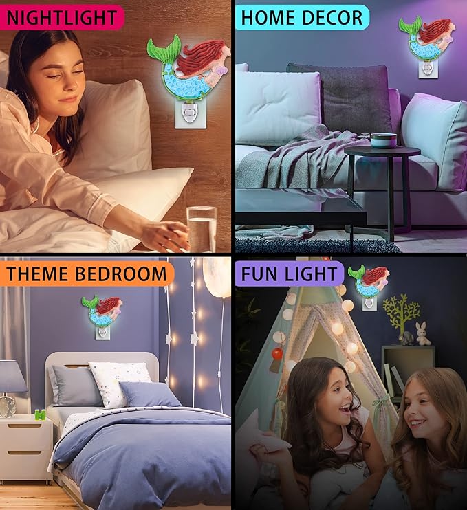 CoTa Global Night Light, Plug in Energy Efficient Decorative Socket Lamp Manual On & Off Portable Lights for Stairway, Bedroom & Bathroom Accessory - Mermaid