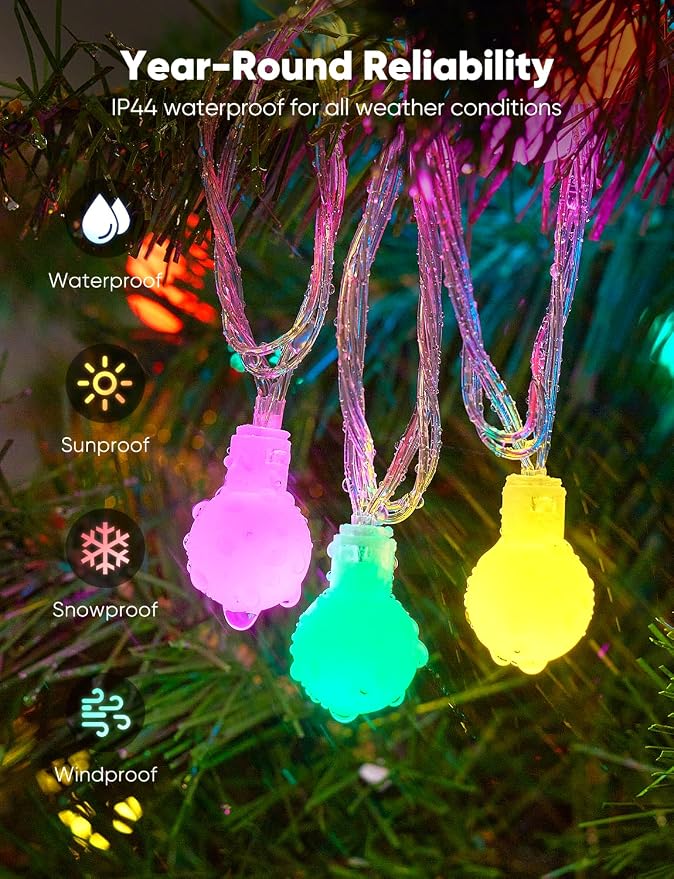Minetom Globe String Lights, 33 Feet 100 Led Fairy Lights Plug in, 8 Modes with Remote Mini Globe Lights for Indoor Outdoor Bedroom Party Garden Christmas Tree Easter Decoration, Pink + Multicolor