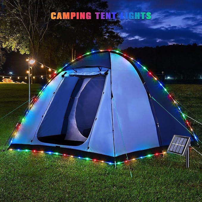JMEXSUSS Trampoline Accessories 200 LED Trampoline Lights, 66ft IP 65 Waterproof Solar Camping Lights Outdoor, 8 Modes Solar Rope Light for Ladder Slide Tent Camp(Multicolor)