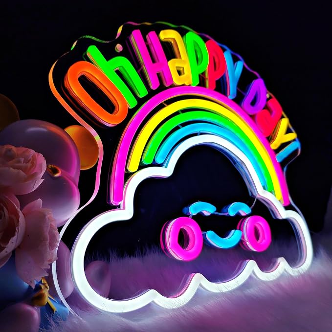 Classroom Neon Sign, Colorful Oh Happy Day Classroom Wall Decor for Kids | Neon Sign for Classroom, Back to School Decor, Kids Room Decor, Playroom Decor, Inspirational LED Lights for Classroom