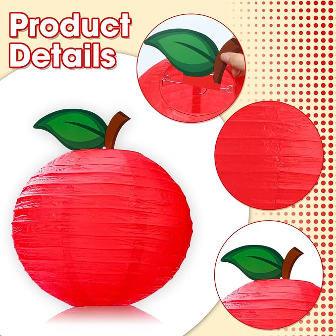 12 Pcs 10 Inch Back to School Decoration Red Apple Orchard Theme Hanging Paper Lanterns First Day of School Party Decor for Kindergarten Preschool Classroom Ceilings Decor Birthday Supplies