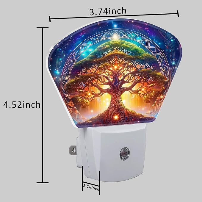 Fantasy Tree of Life Night Light Tree in Milky Way Nightlight Plug into Wall with Dusk to Dawn Sensor for Kid Girls Boys Women Men Room, Hallway, Kitchen, Bathroom, Stairs Decor