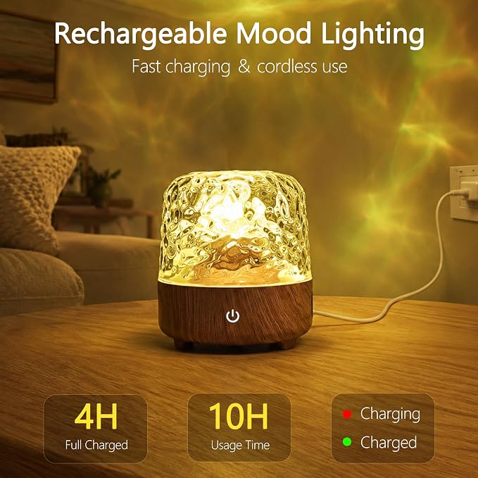 Waterproof Shower Light with Bluetooth Speaker, 16 Colors Shower Lamp with Remote & Touch Control, Rechargeable Ocean Wave Projector Light No Wiring, Mood Lighting for Inside Shower, Bathroom, Bathtub
