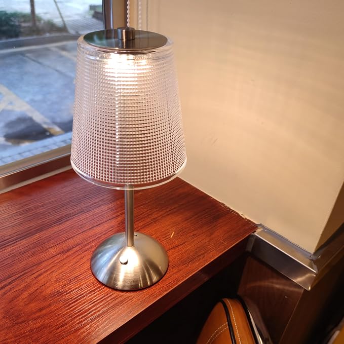 Cordless Rechargeable Metal Table Lamp, Cube Shade, Nickel | 4000mAh Battery Operated, 3 Color Modes, Dimmable LED Touch Beside Ambient Light, Portable for Bedroom Restaurant Outdoor