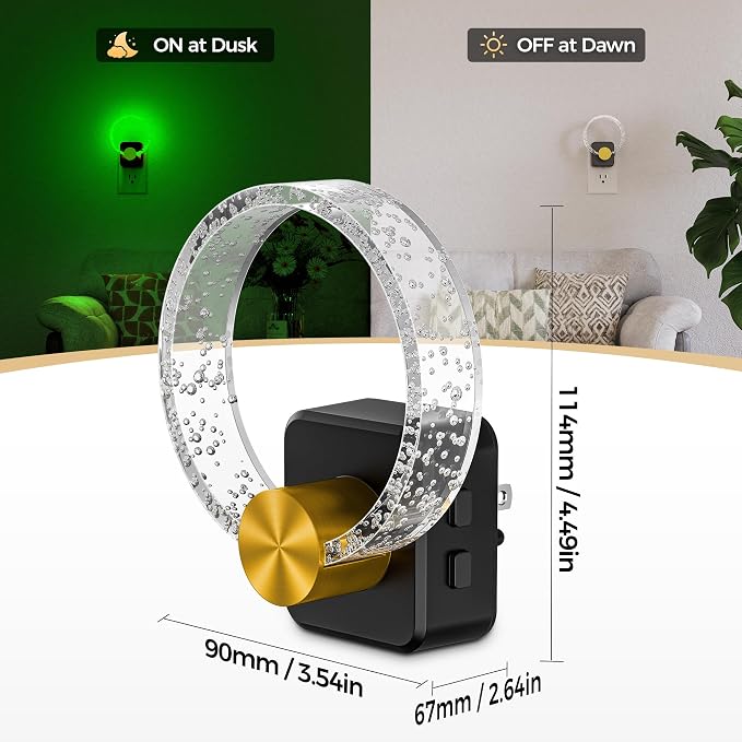 Night Lights Plug into Wall, LED Night Light Color Changing RGB | Dusk-to-Dawn Sensor, Adjustable Brightness, Dimmable Nightlights for Hallway, Bedroom, Kids Room, Room Decor