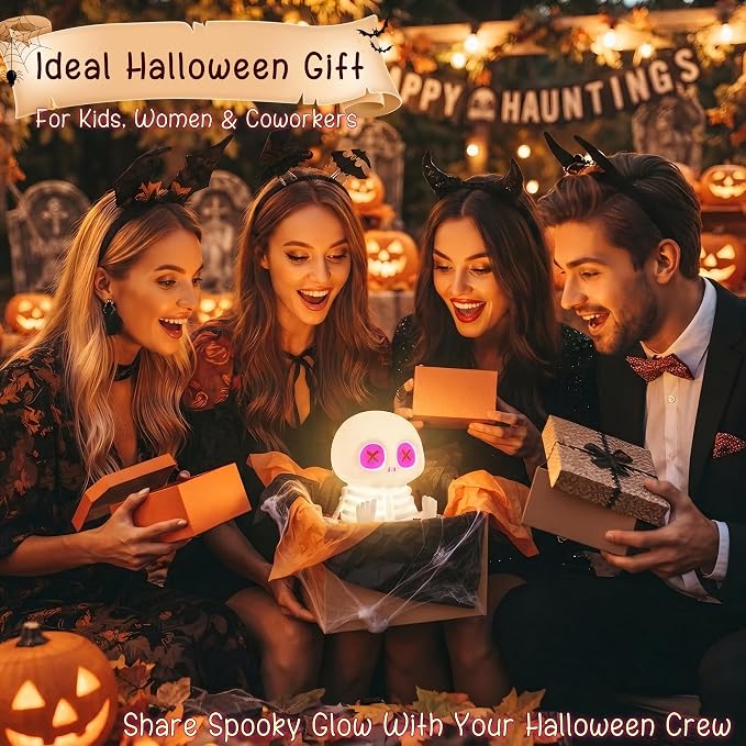 YR YRHH-PET Skeleton Lamp, Skull Halloween Decor Gift, Kids Night Light Toy | 8 Colors, Safe Silicone, Cool Cute Dimmable Indoor Decor, Squishy Lamp For Office Nursery College, Women Summerween Home Gift