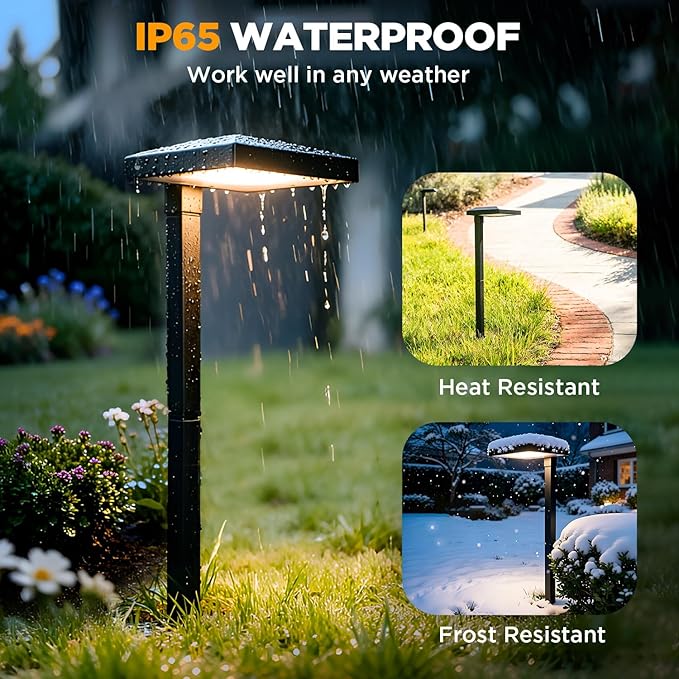 LUTEC 12 Pack Low Voltage Pathway Lights, Aluminum 12V Landscape Lighting with Connectors，IP65 Waterproof Anti-Glare Wired LED Pathway Lights, 5W 500LM Warm White 3000K for Pathway, Yard, Garden