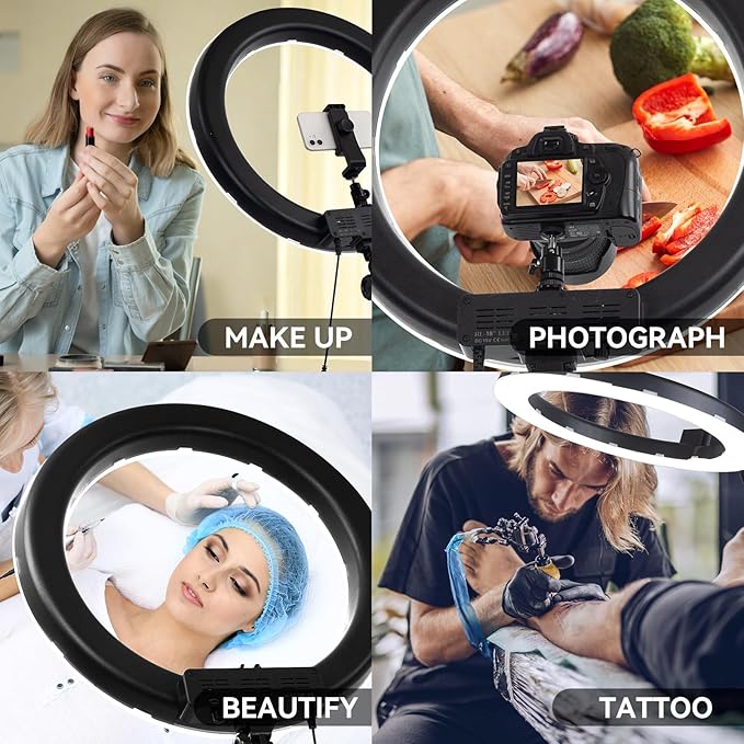 Ring Light Kit 18 "/ 45cm 55W 5500k dimmable LED Light, 70inch Foldable Stand, Phone Clip, Short Video, Studio Video Photography Lighting, Spot Lights，Selfie and Live Streaming Available