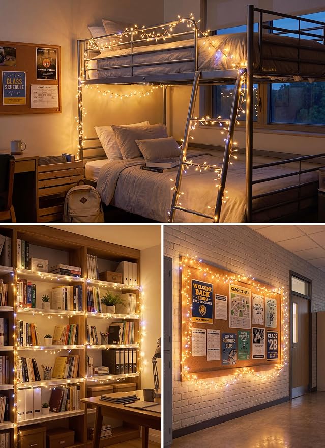 Fairy Lights Plug in for Bedroom Indoor Outdoor | 10FT 200-LED Twinkle String Lights for Wreath Window Wedding Christmas Tree Classroom Party Decor
