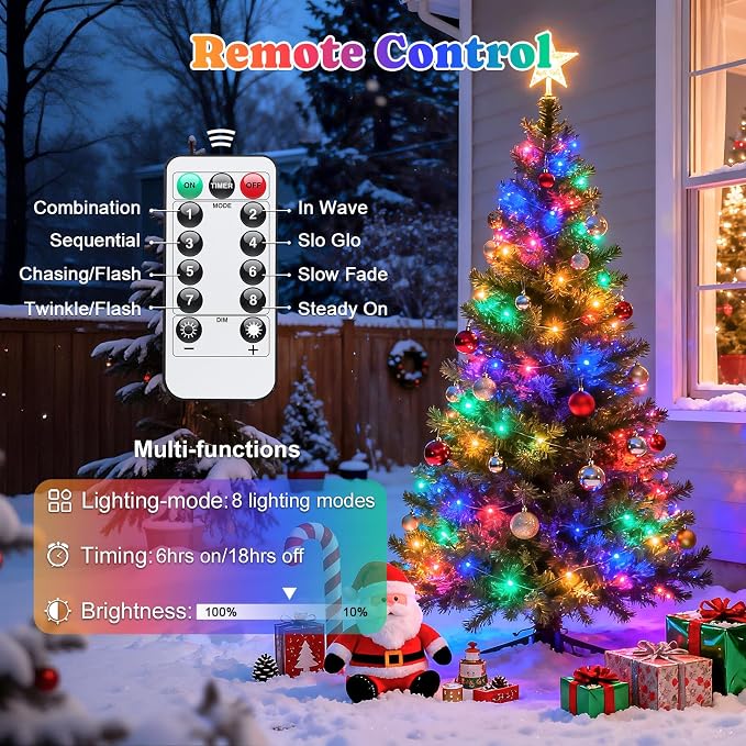 JMEXSUSS 2Pack Multicolor Fairy Lights Battery Operated, Total 400LED 132ft | With Remote, Waterproof, 8 Modes, Battery Powered Christmas Fairy String Lights for Bedroom Tree Patio Deck Garden Xmas Decor