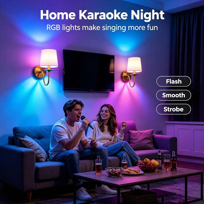 Rechargeable Wall Sconces Set of 2, 10000mAh Magnetic LED Bulb Wall Lights, 9 RGB Colors 3 CCT Dimmable, Battery Operated Cordless Wall Scone Lamp for Bedroom Living Room Home Decor