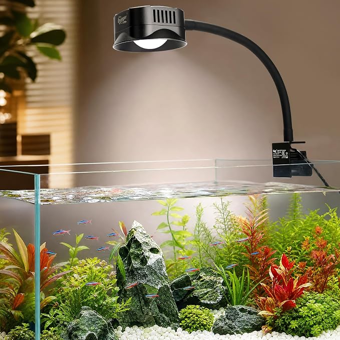 hygger Clip On LED Aquarium Light, 24/7 Cycle Fish Tank Light with Timer | 30W Full Spectrum Fish Tank Light for 2-10 Gal Freshwater Tank,Planted Tank Light Adjustable Color /Brightness, Auto On Off
