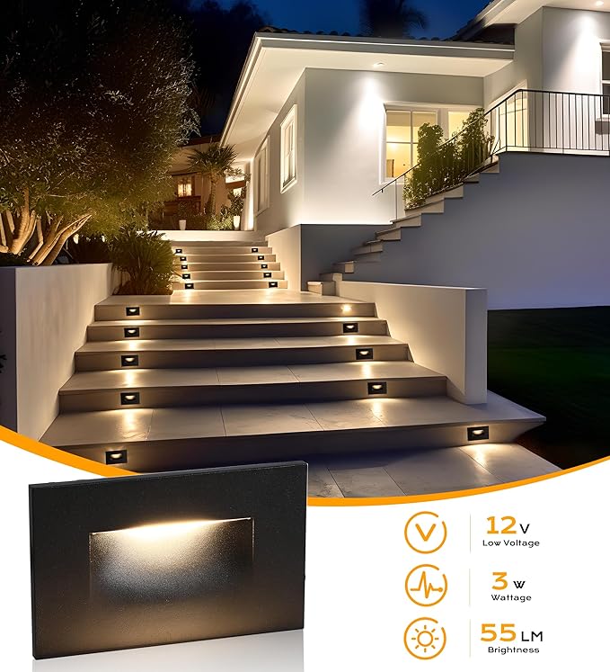 CLOUDY BAY 12V Low Voltage 3 Color Indoor and Outdoor LED Step Light,3000K/4000K/5000K Deck Lights,Stair Light,Oil Rubbed Bronze,Wet Location(Low Voltage Transformer is Required)