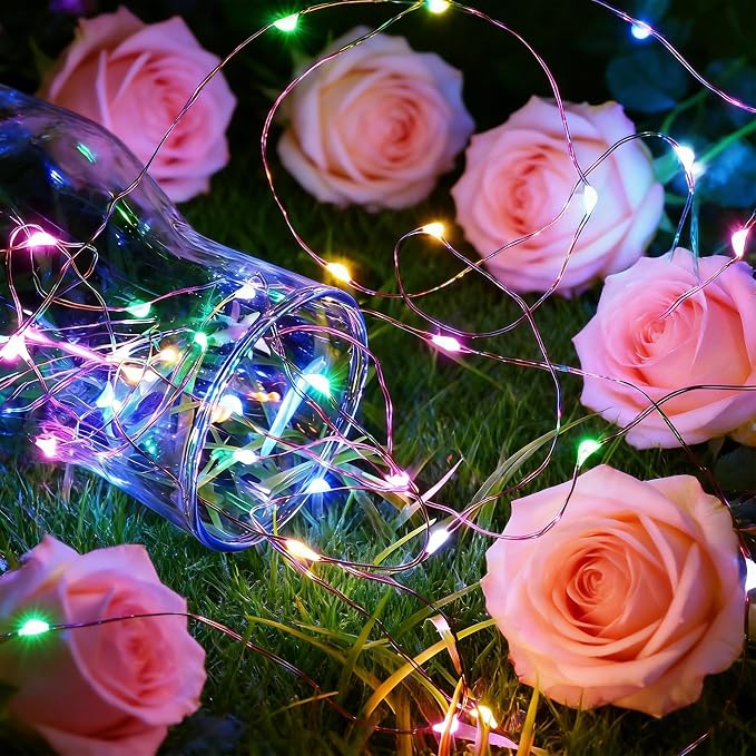4 Pack Fairy Lights Battery Operated - 16.4ft 50 LED Multicolor | Starry Fairy Lights , 8 Modes Waterproof with Timer for Indoor Outdoor Bedroom Party Holiday Christmas Decor, Copper Wire
