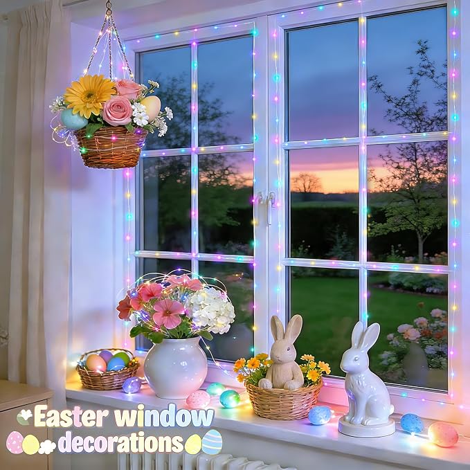 JMEXSUSS 2 Pack Pastel Fairy Lights Battery Operated, Total 200 LED 66ft | with Remote, 8 Modes, Easter lights Outdoor Waterproof, Pastel Twinkle String Lights for Xmas Bedroom Indoor Easter Decor