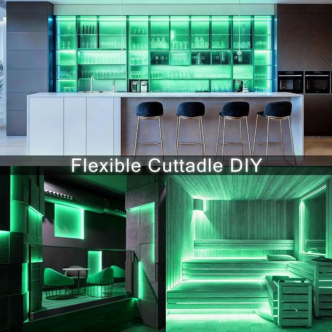 Green COB 20Ft LED Strip Lights 24V Dimmable High CRI95+ Ultra Bright Flexible LED Tape Lights LED Lights Strip Rope Lights for St. Patrick's Day Holiday Party Home Indoor Outdoor Decorative Lighting