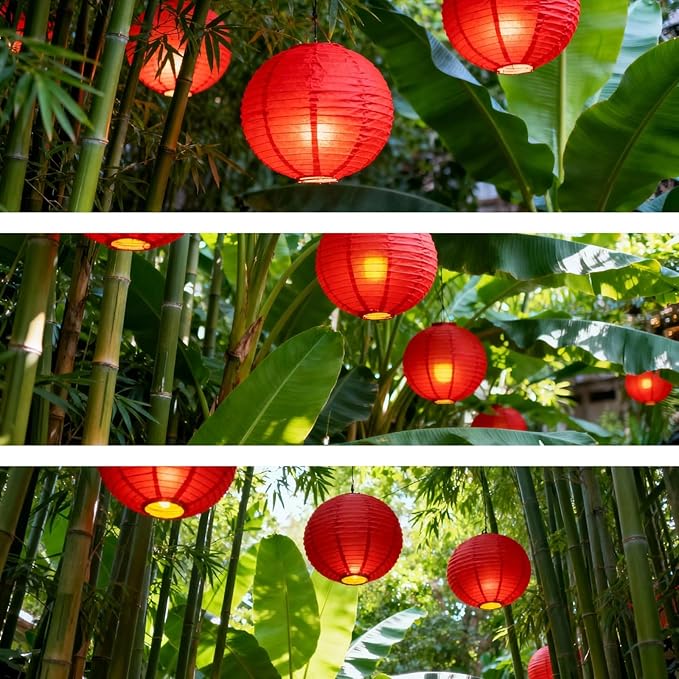 Chinese Paper Lanterns - Pack of 10, 10-Inch Red Hanging Lights for Birthday Party Decorations, Ceiling Decor, Rainbow Classroom, Wedding, and Home Party