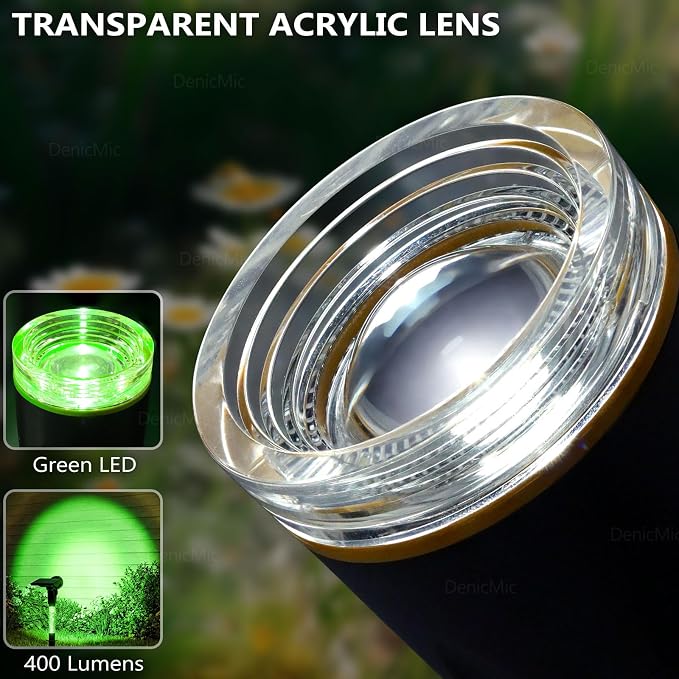 DenicMic Solar Halloween Lights Outdoor Waterproof Green Lens LED 4 Pack | Adjustable Angel Solar Spot Lights Outdoor for Yard Garden Patio Wall Tree Landscape Spotlights, Acrylic Lighted Pole