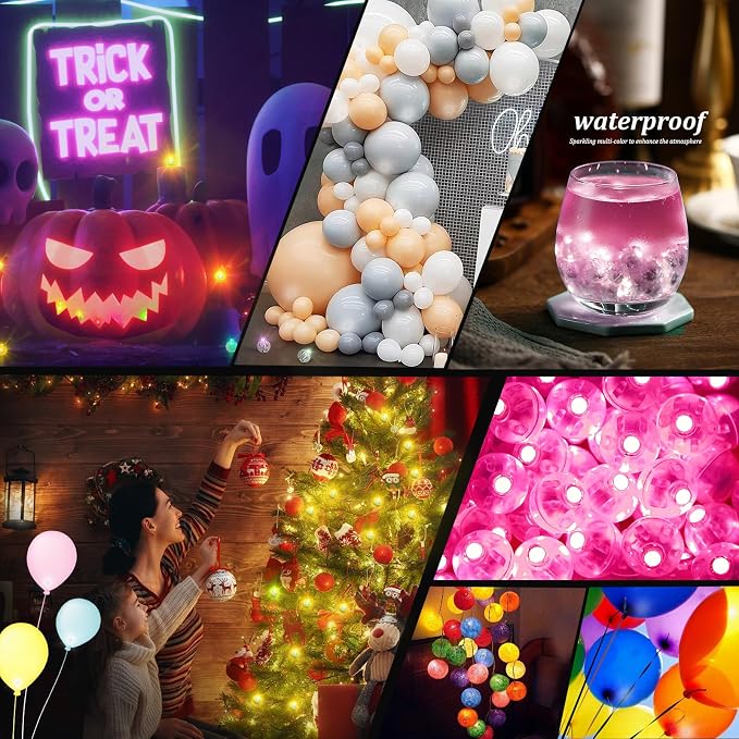 200pcs Pink LED Balloon Light, Mini Tiny Light Round Led Ball Lamp for Paper Lantern Balloon Indoor Outdoor Party Event Birthday Party Wedding Decoration Halloween Christmas Supplies